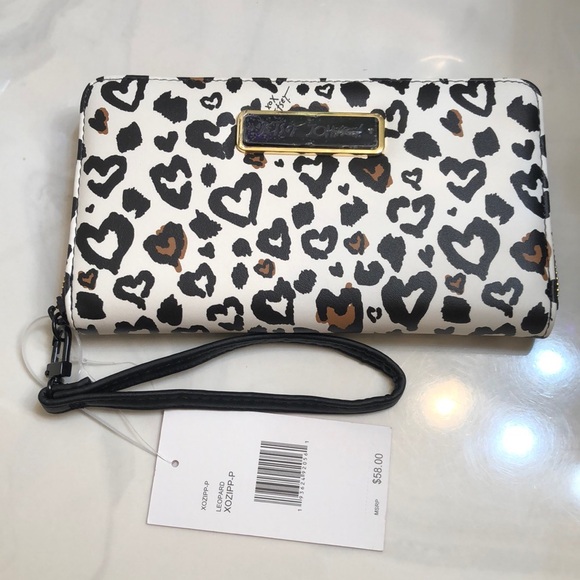 Betsey Johnson Leopard Heart Print White Faux Leather ZA Continental Wallet NWT - Picture 12 of 16